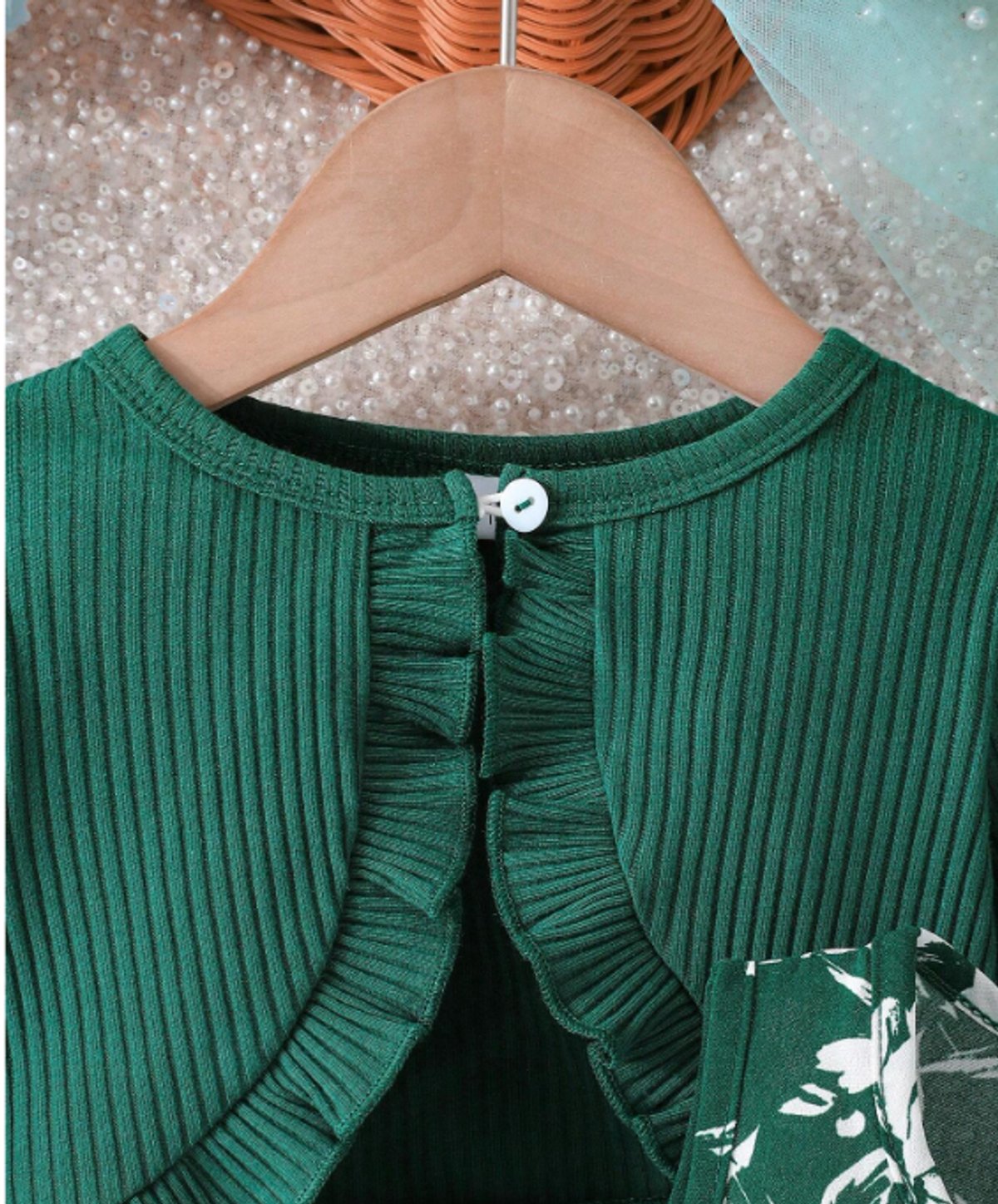 Vestido verde floral - conjunto elegante - 3