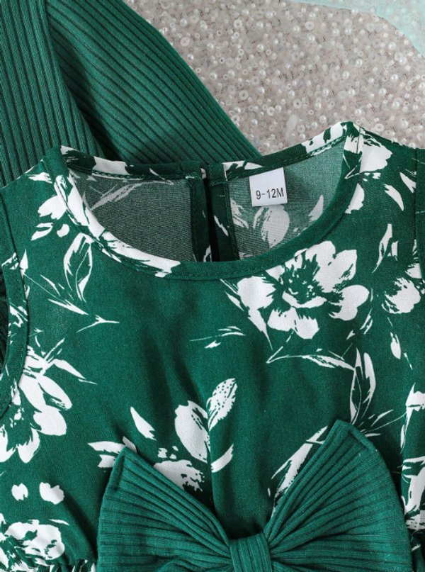Vestido verde floral - conjunto elegante