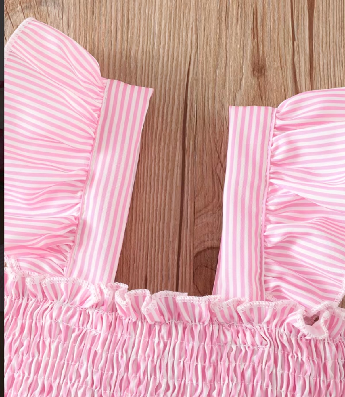 Conjunto rosa y blanco con blusita de voladitos - 2
