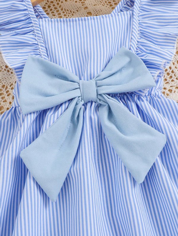 Vestidito celeste a rayas con voladitos