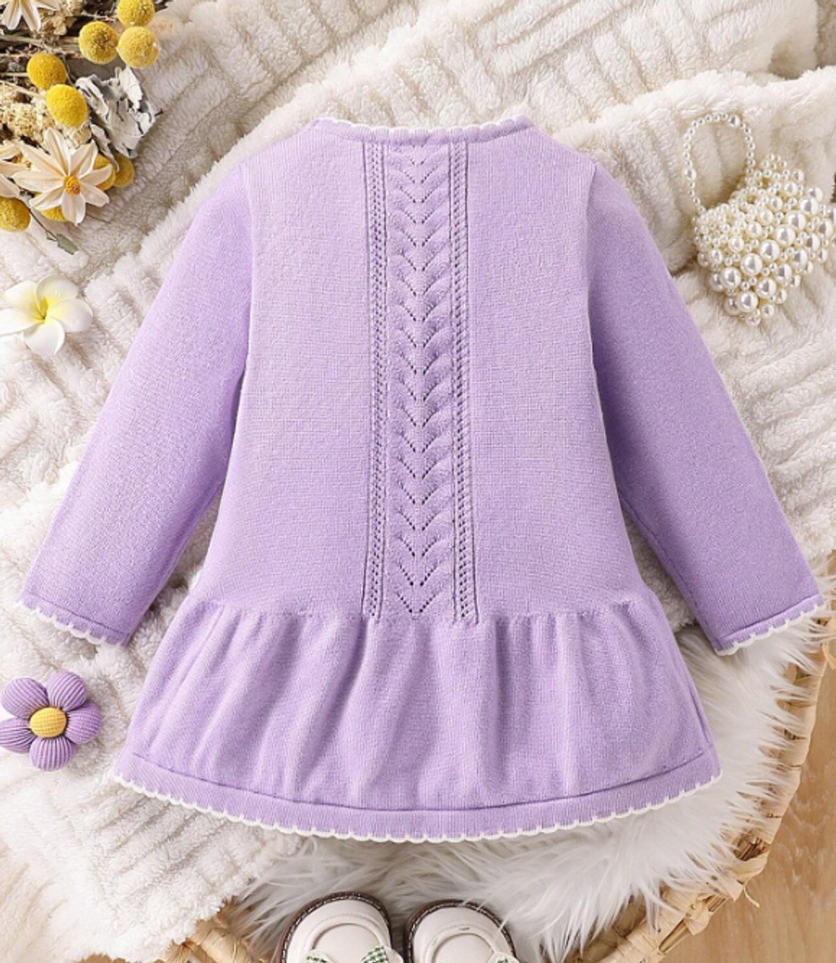Vestido tejido Lila con Flores - 2