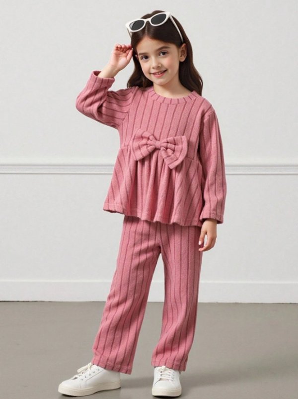 Set tejido Rosa con Moño