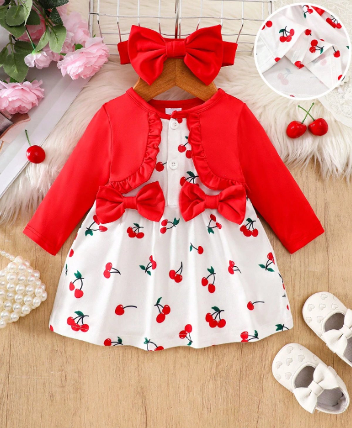 Vestido Cherry Elegance con Bolero Rojo - 2