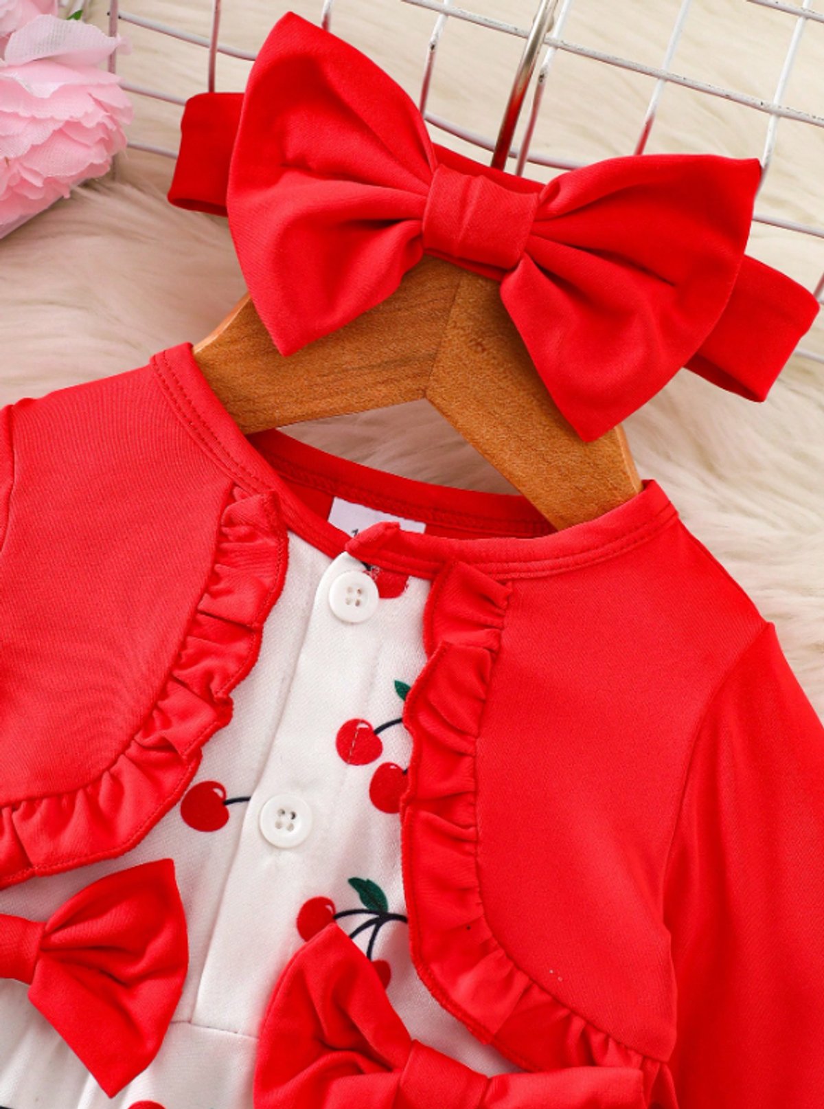 Vestido Cherry Elegance con Bolero Rojo - 5