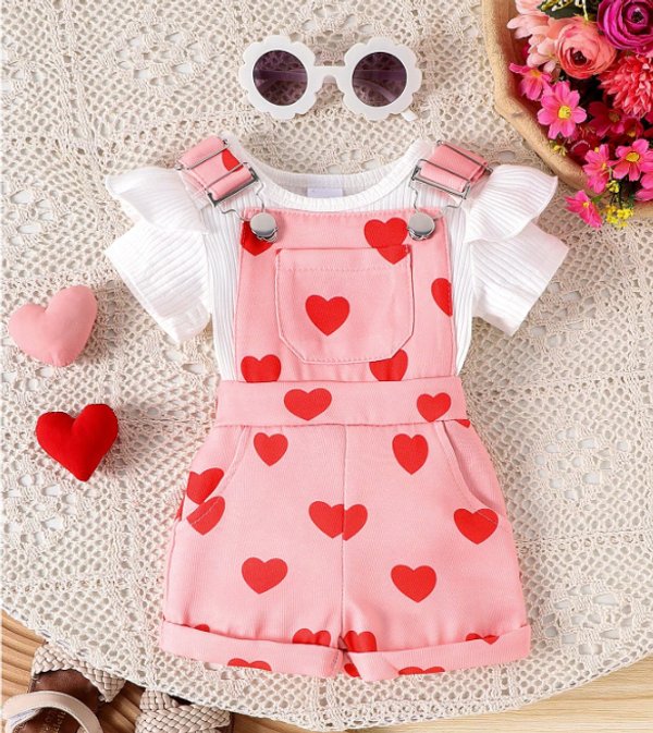 Conjunto Corazoncitos Rosa 💕