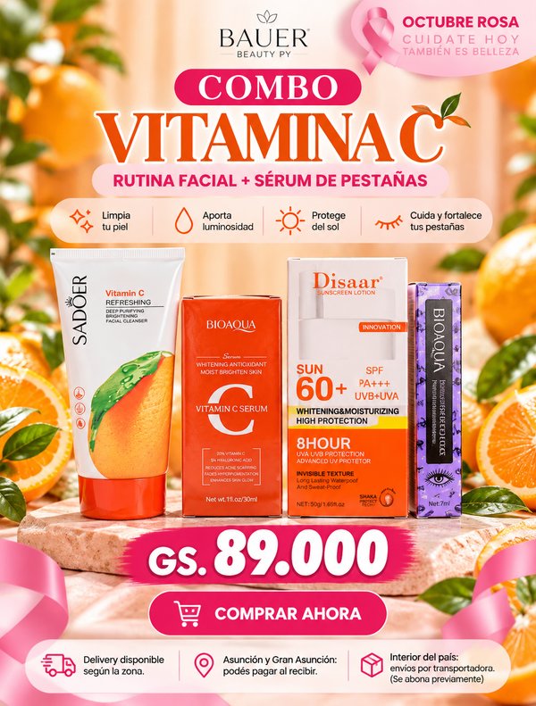 Combo Vitamina C – Rutina Facial Completa + Sérum de Pestañas
