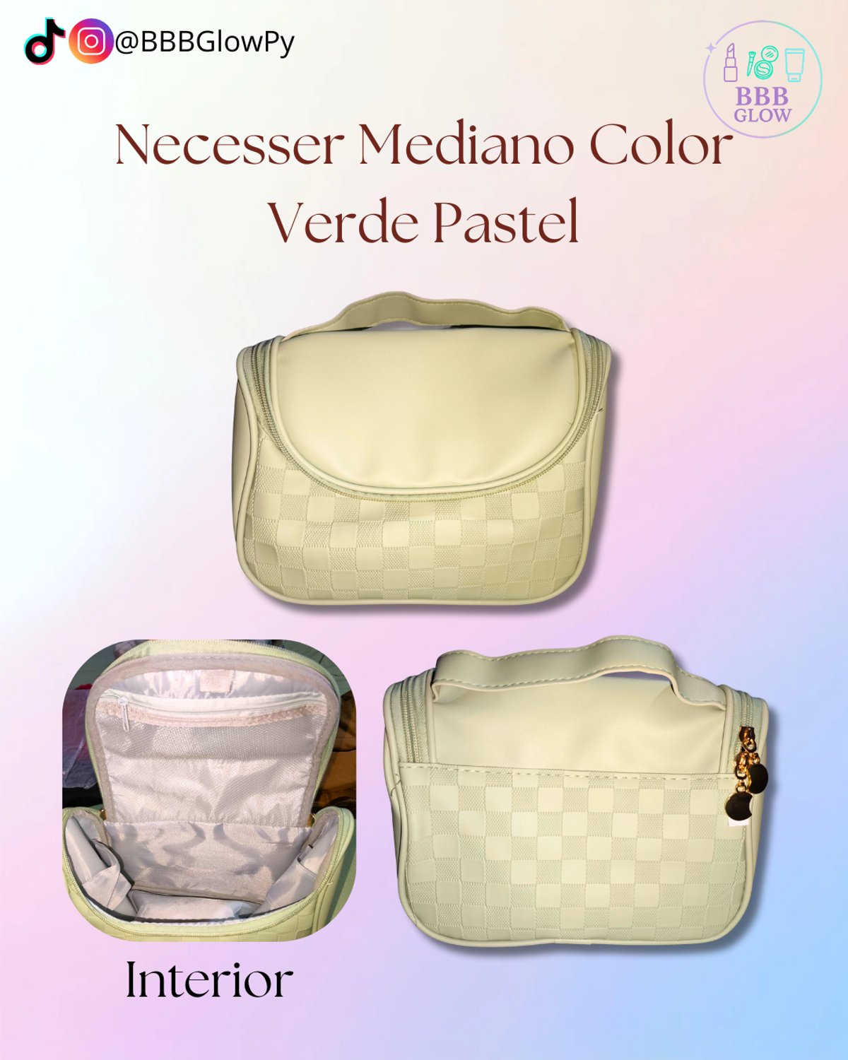 Necesser Mediano Color Verde Pastel