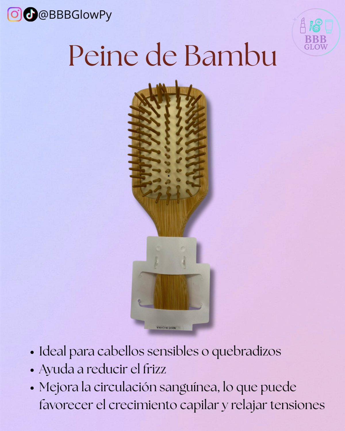 Peine De Bambu Cuadrado Mediano