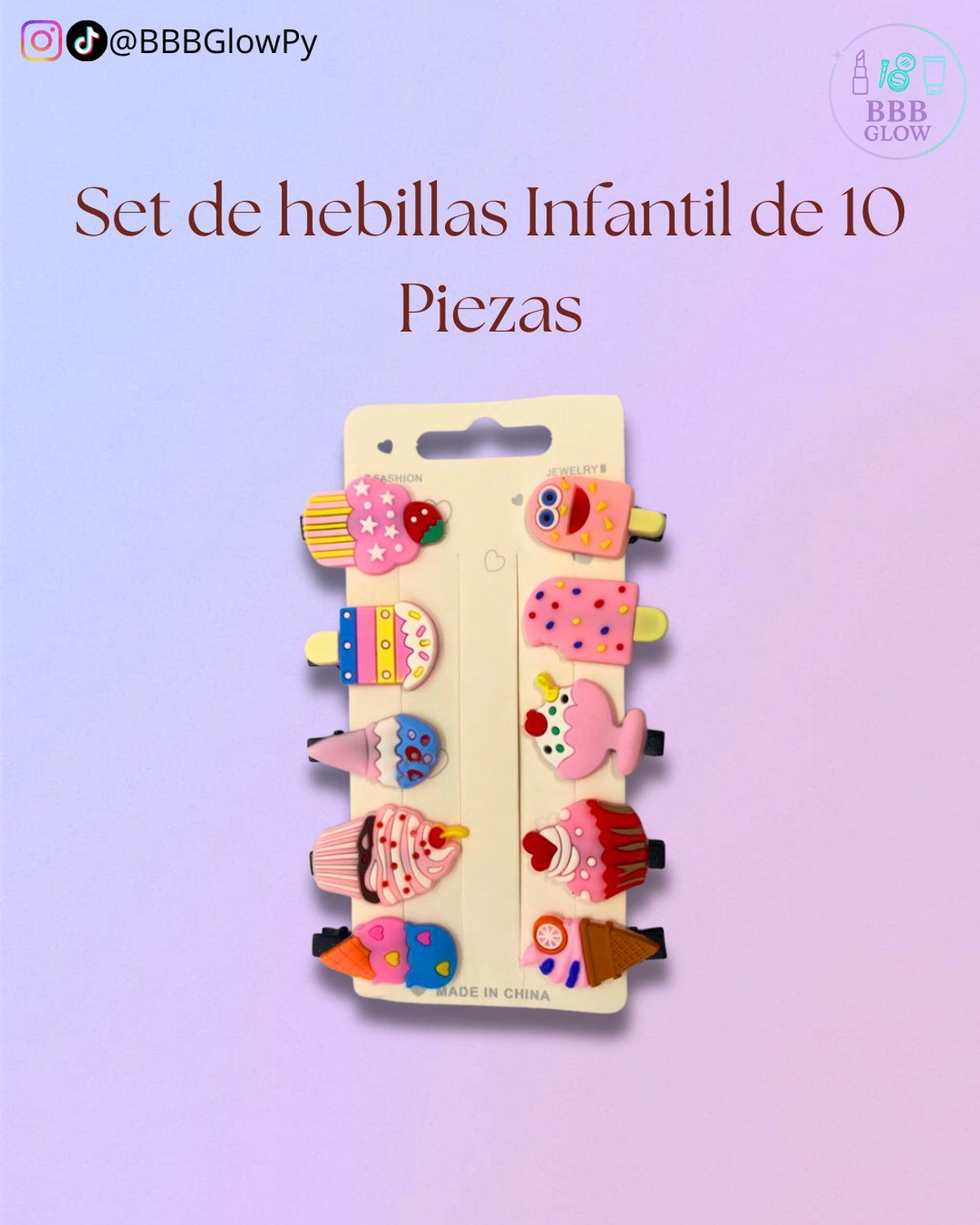 Set De 10 Piezas Clip Para Niñas Rosa