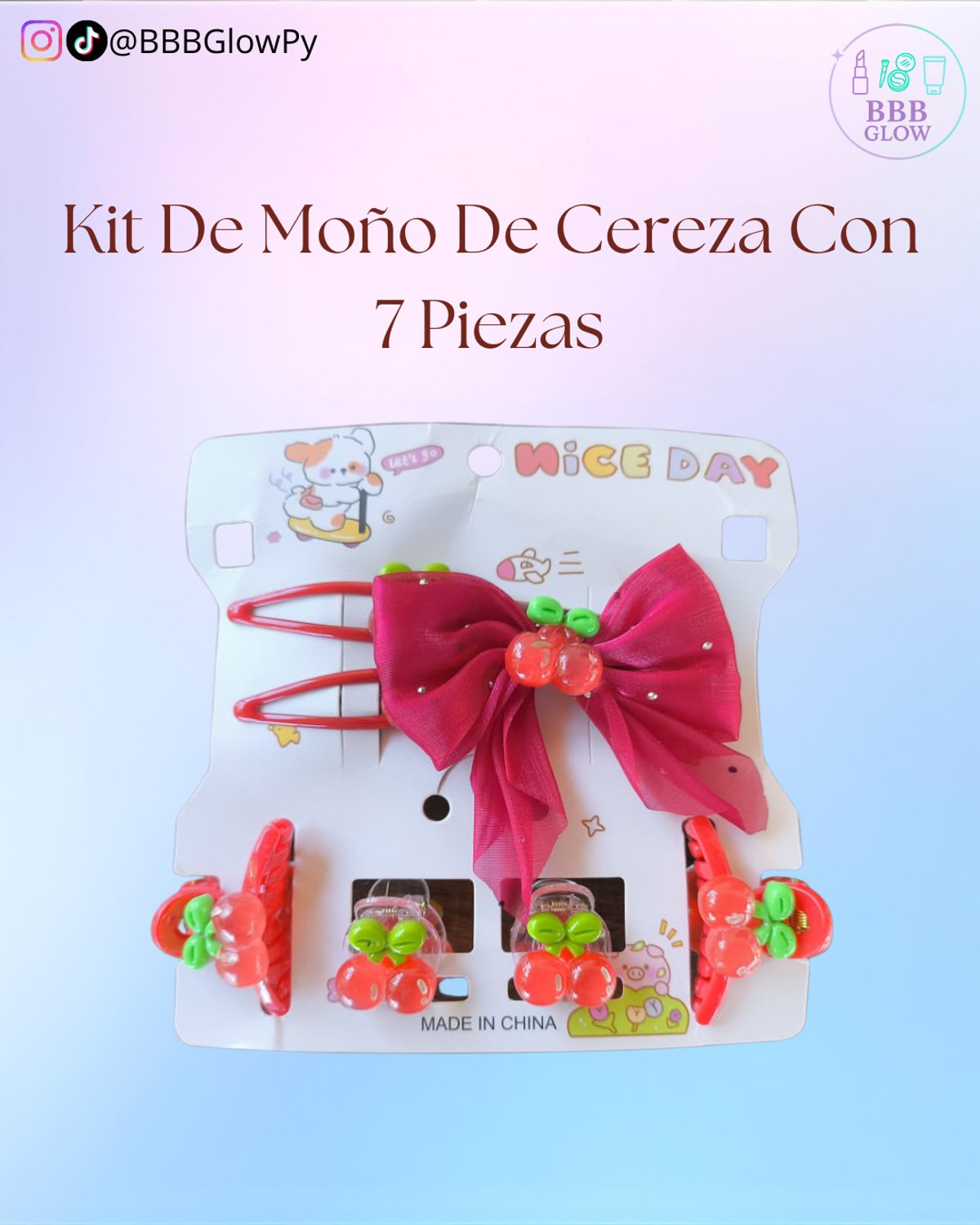 Kit De Moño De Cereza Con 7 Piezas