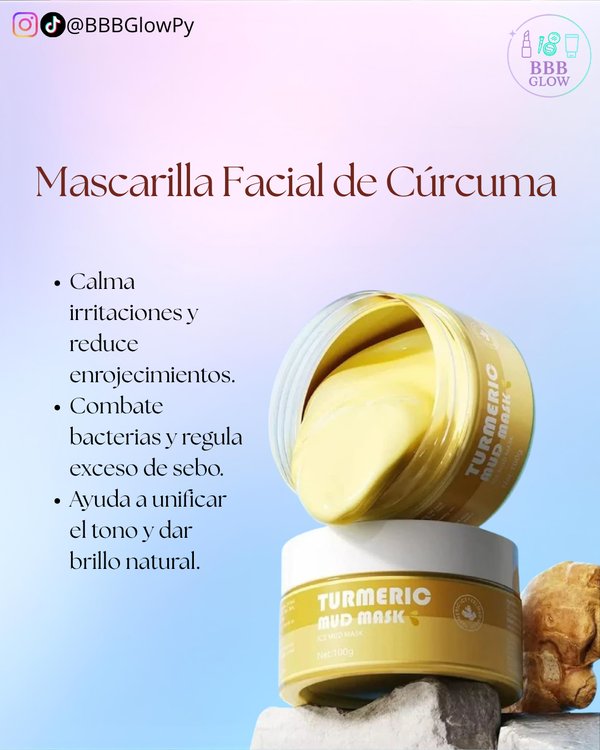 Mascarilla Facial De Barro Con Curcuma