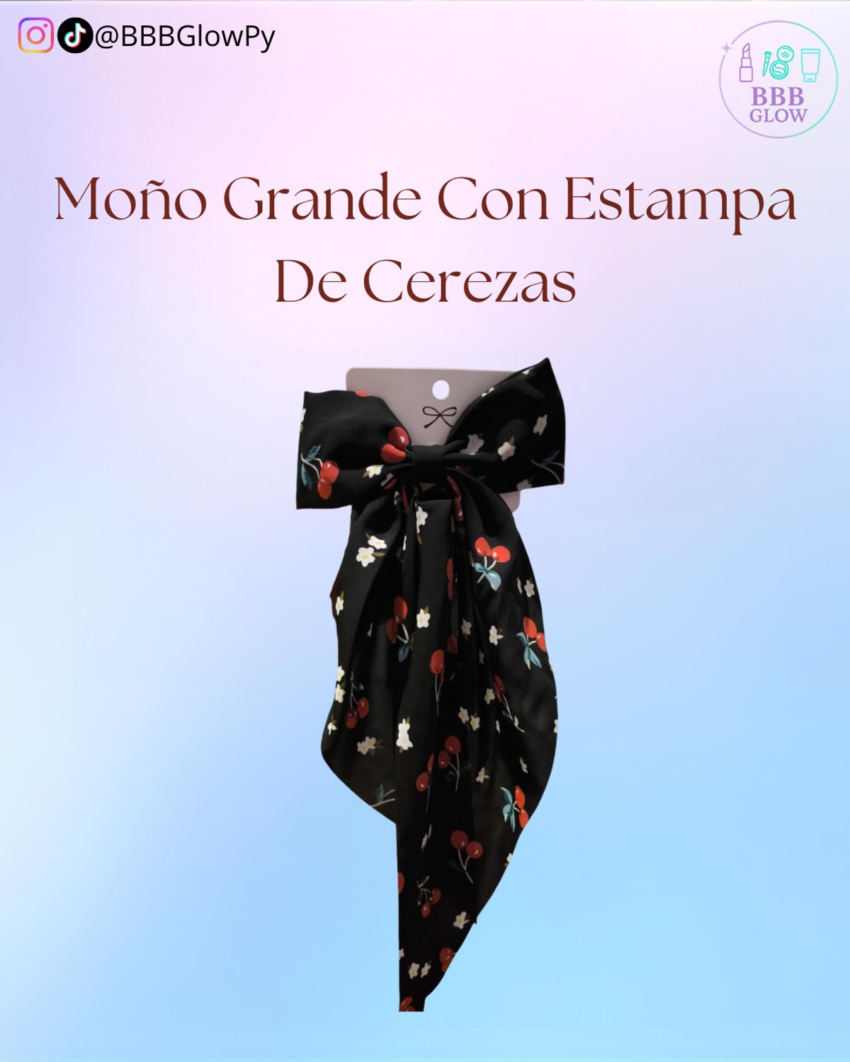 Hebilla Con Moño Largo Diseño Cereza