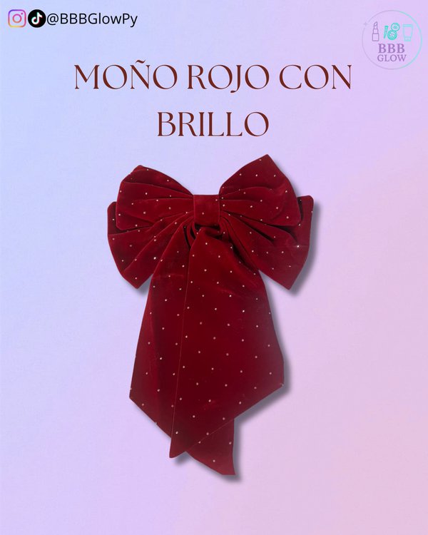 Moño Rojo Con Brillo