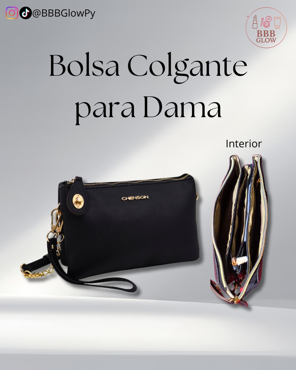 Carterita Para Dama Negro Colgante