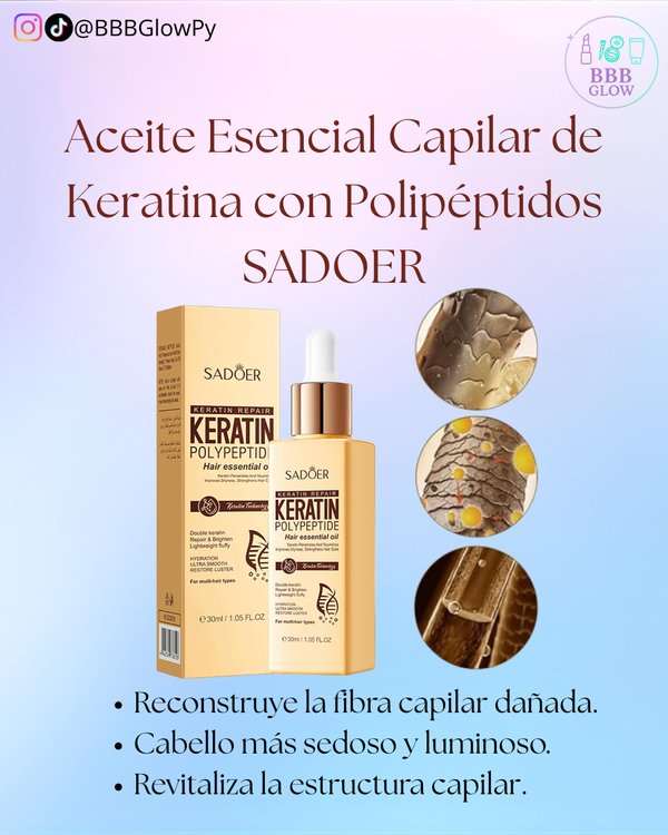 Aceite Esencial Capilar De Keratina Con Polipéptidos Sadoer