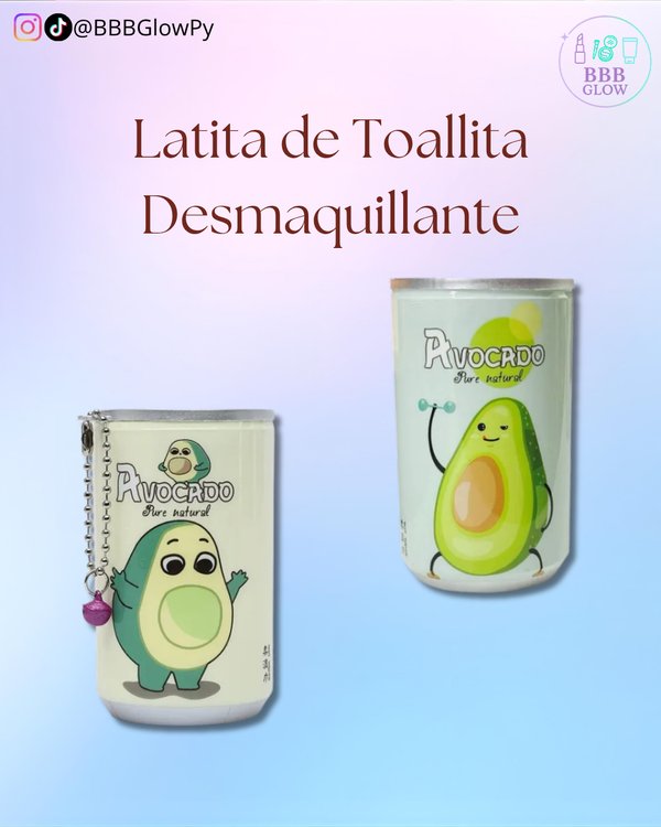 Mini Toallita Desmaquillante En Lata Diseño Aguacate 30 Piezas