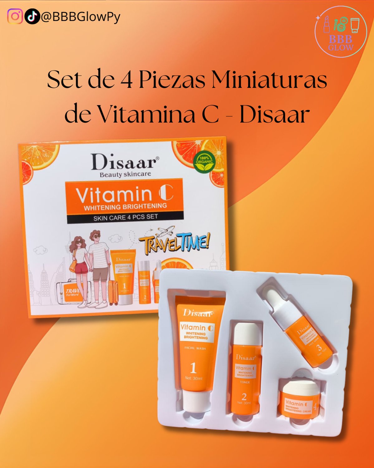 Set 4 Piezas Mini De Skincare De Vitamina C