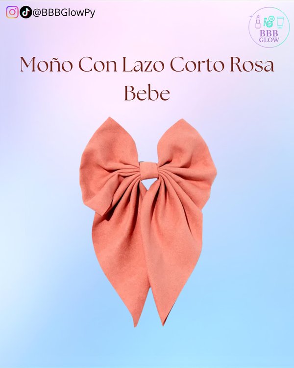 Moño Con Lazo Corto Rosa Bebe