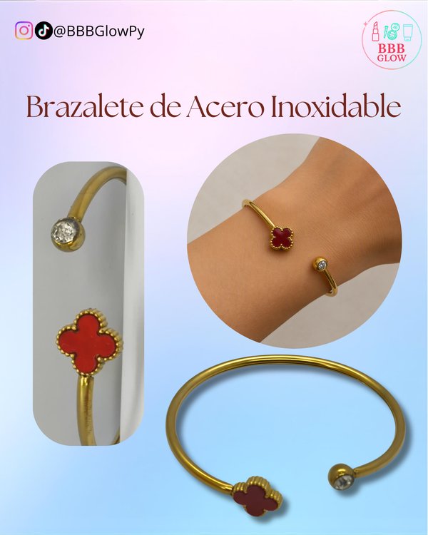 Brazalete Diseño Van Cleef Rojo