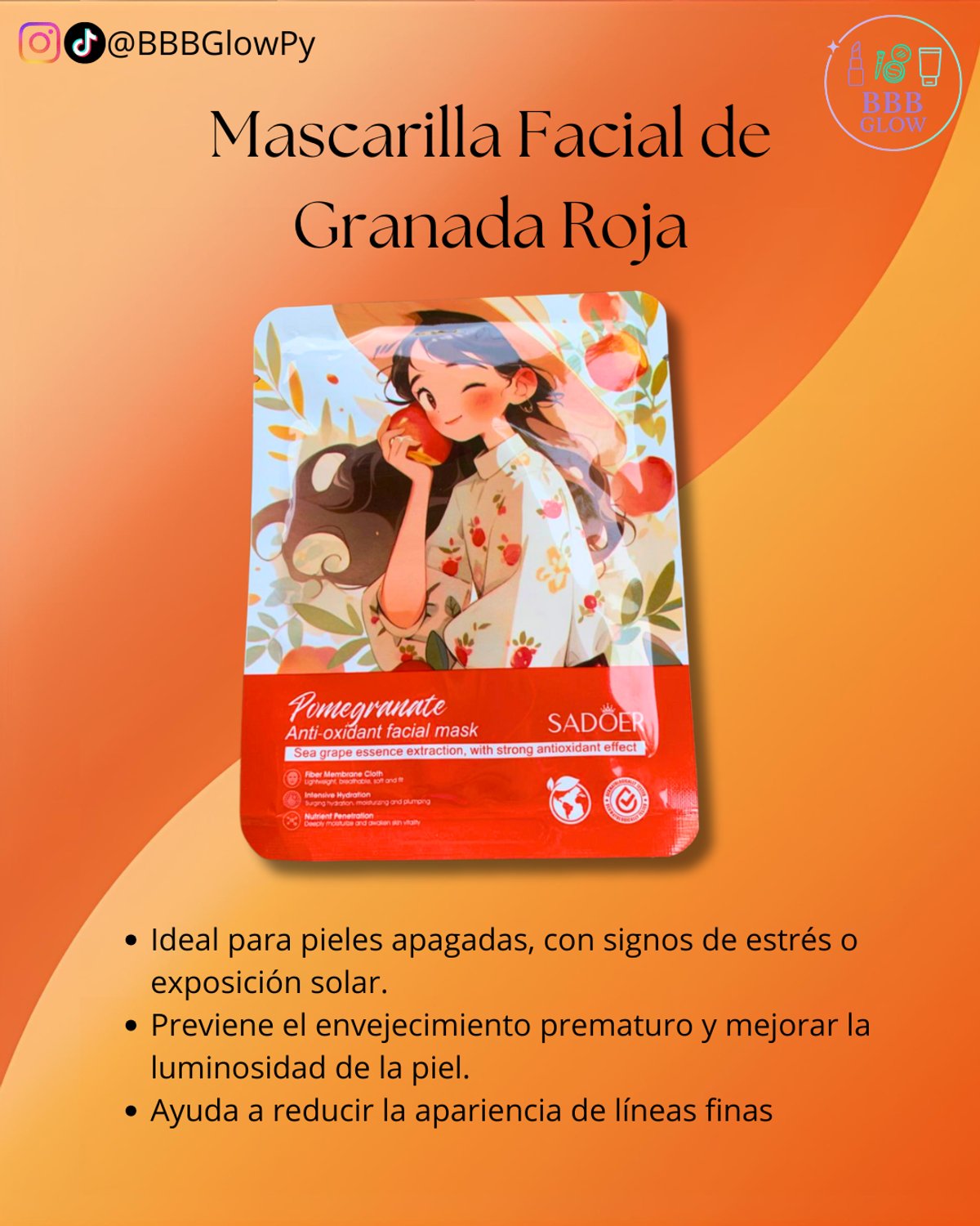 Mascarilla Facial De Anime Granada Roja