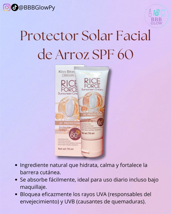 Protector Solar Facial De Arroz SPF 60 Sin Color