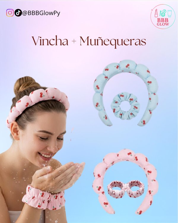 Vincha De Maquillaje Con Pulseras Diseño Cereza