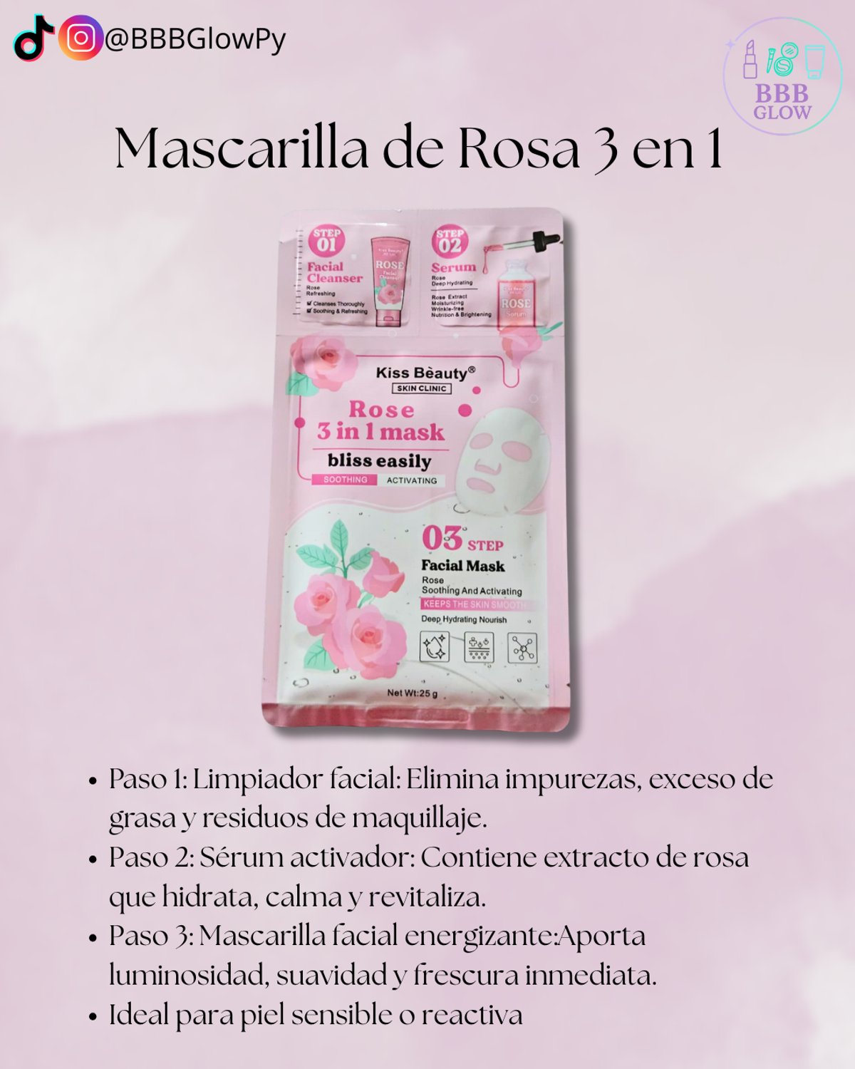 Mascarilla Facial De Rosas 3 En 1