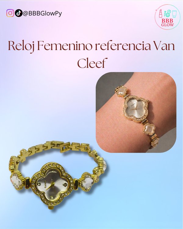 Reloj Pulsera Van Cleef Color Dorado Con Blanco