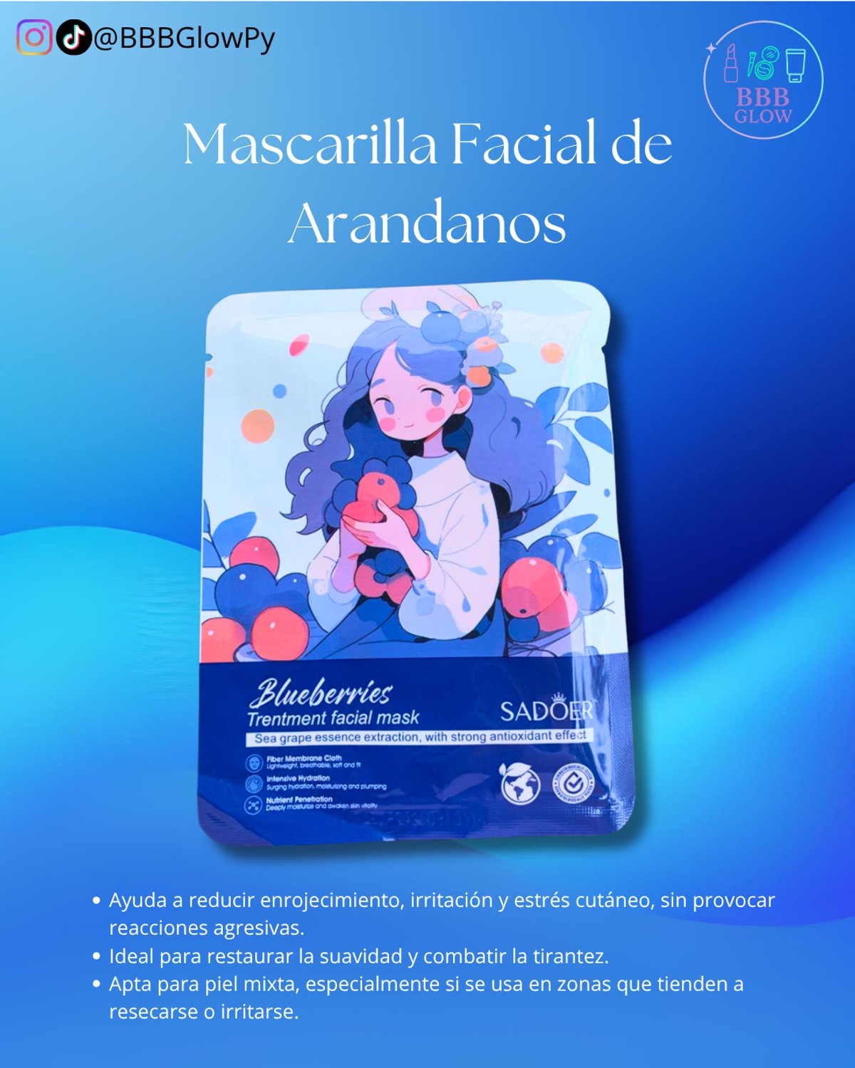 Mascarilla Facial De Anime Blueberry