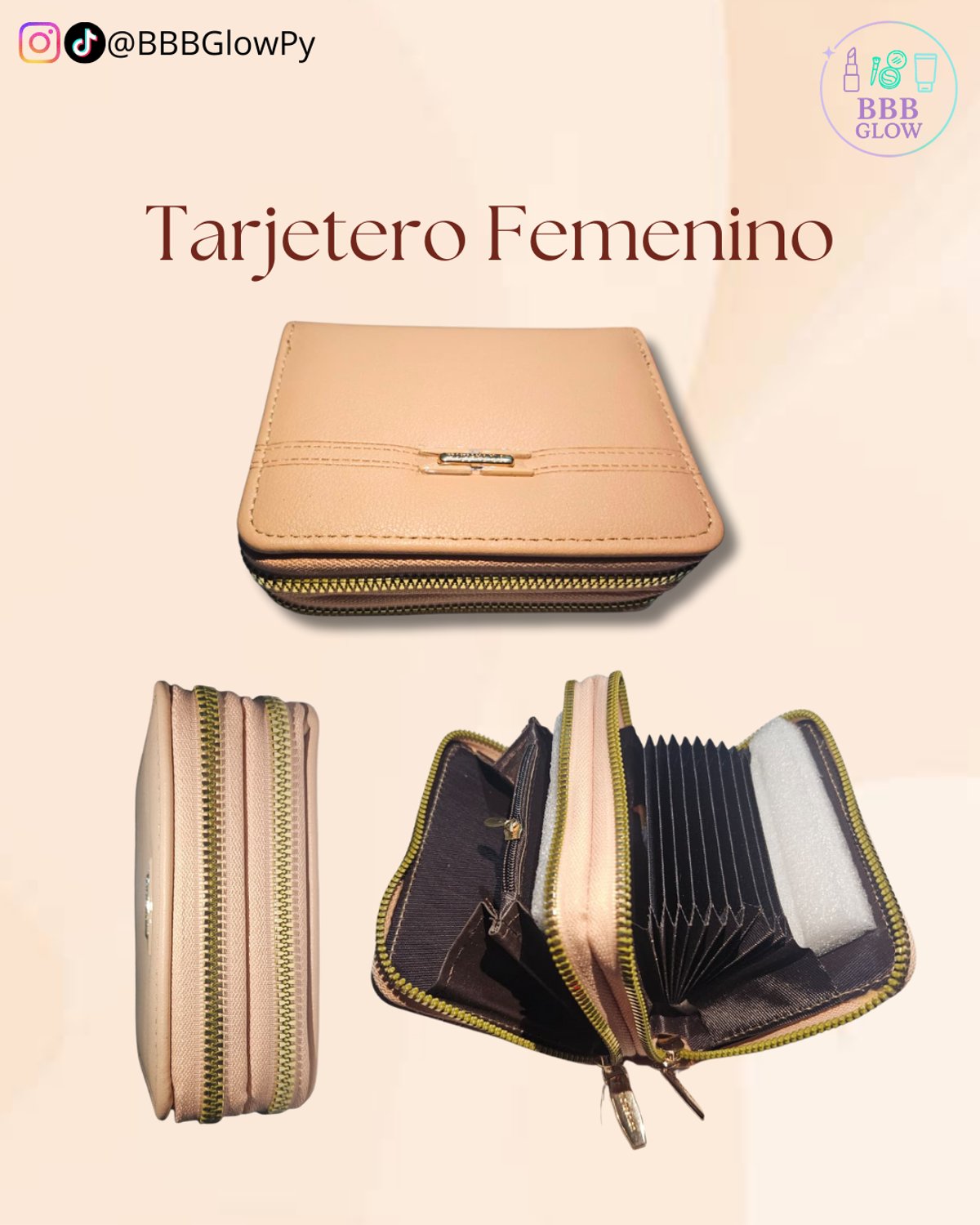 Tarjetero Con Monedero Femenino