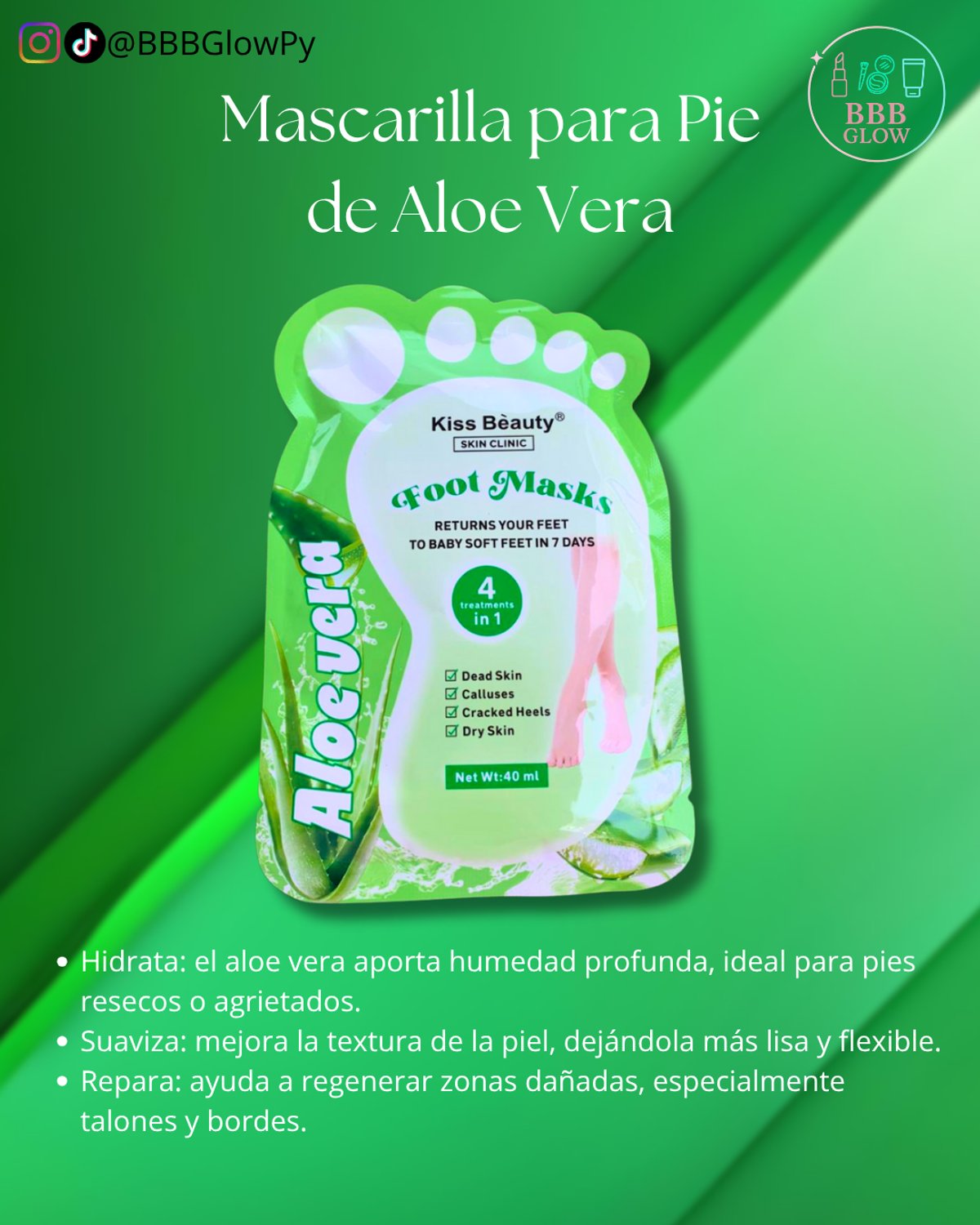 Mascarilla Para Pie De Aloe Vera 4 En 1