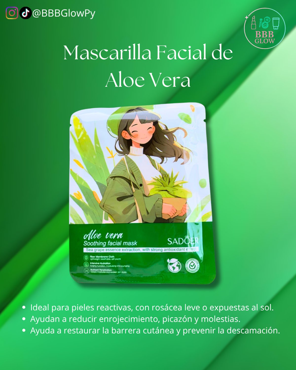 Mascarilla Facial De Anime Aloe Vera