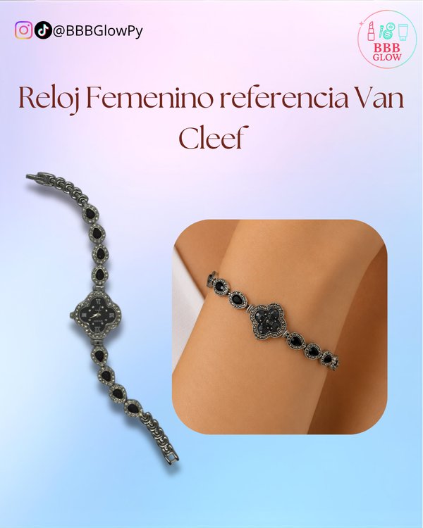 Reloj Van Cleef Plateado Con Negro