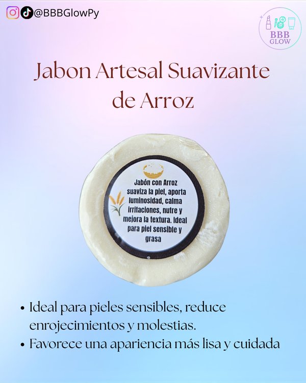 Jabon Natural Calmante De Piel Sensible De Arroz