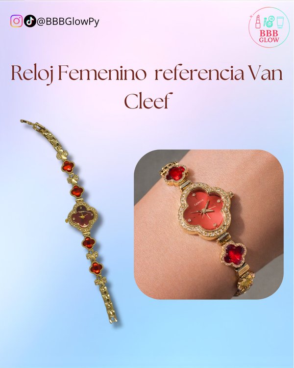 Reloj Van Cleef Dorado Con Rojo