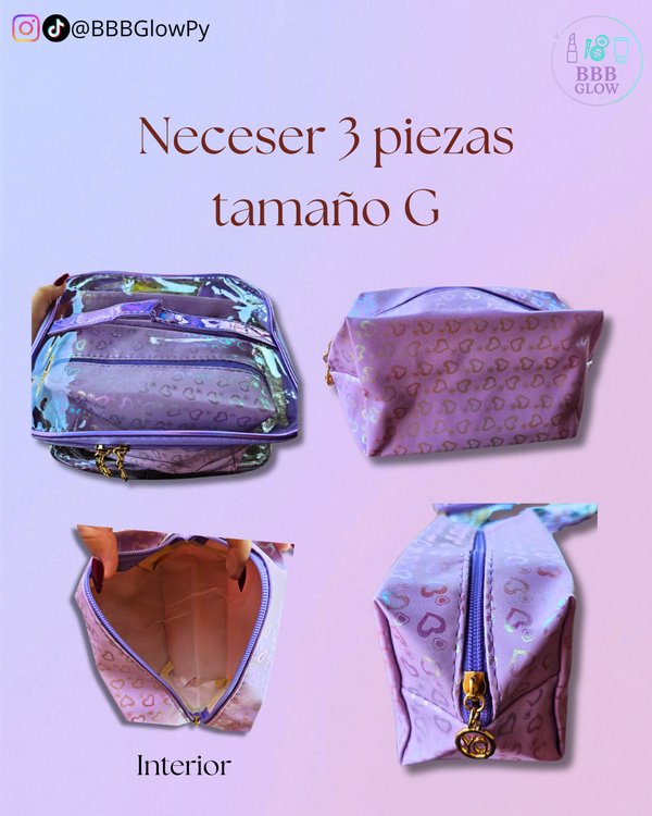 Necesser 3 Piezas Lila
