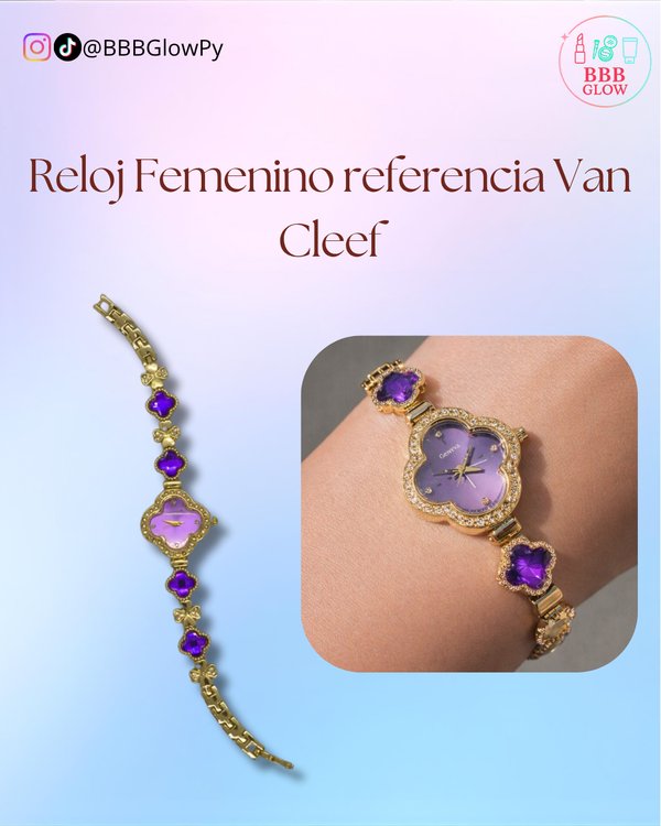 Reloj Van Cleef Dorado Con Lila