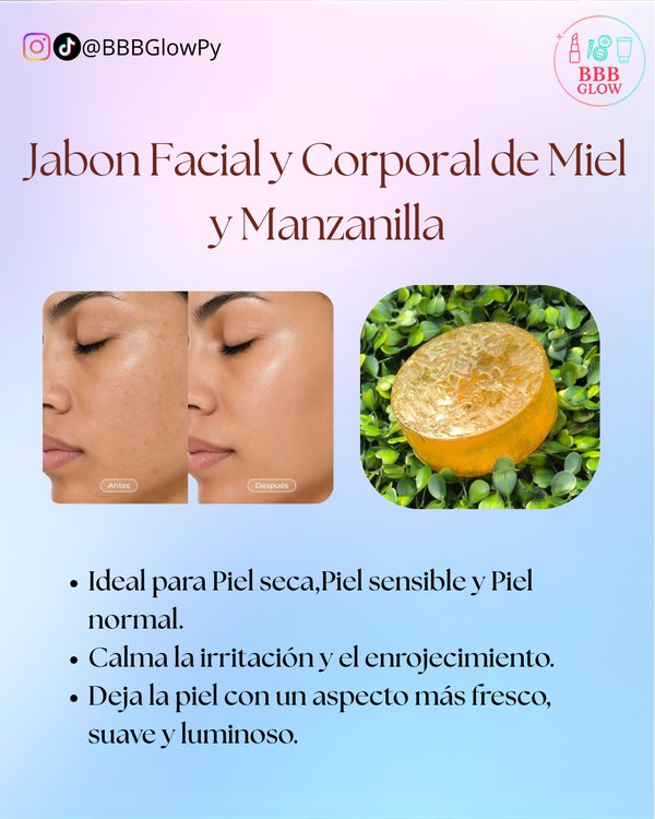 Jabon Facial y Corporal Artesanal de Miel y Manzanilla