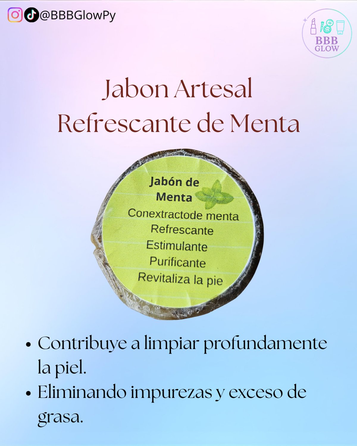 Jabon Natural Refrescante Y Revitalizante De Menta