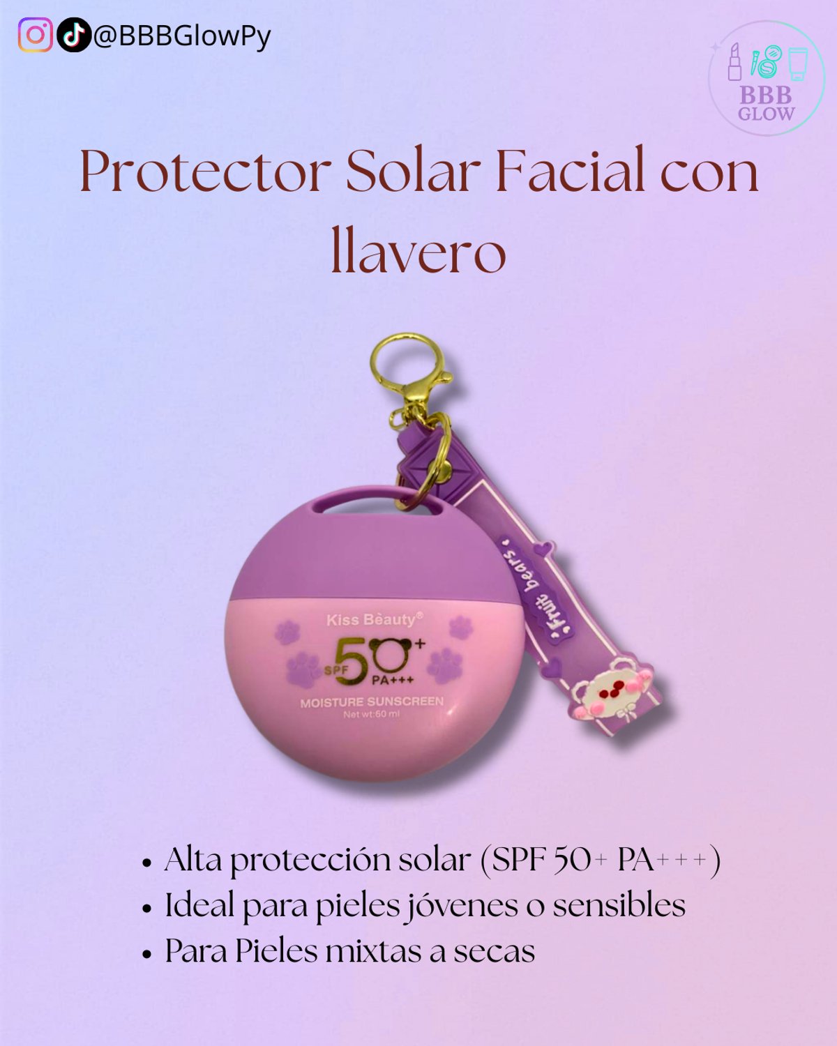 Protector Solar De 50 Spf Con Llavero Tematica Cachorro