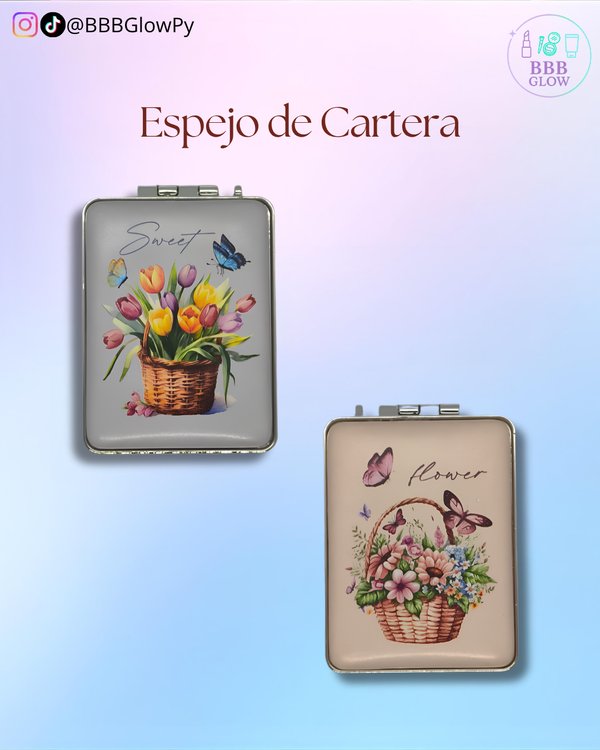 Espejo De Cartera Diseño Flores