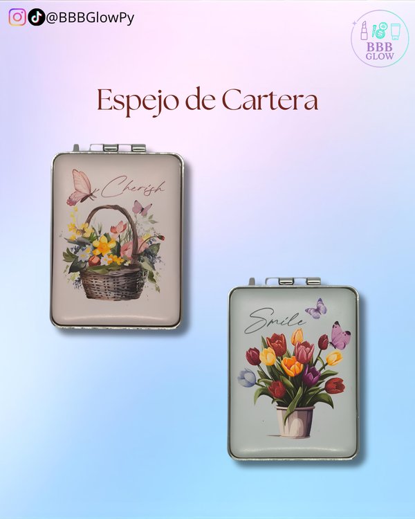 Espejo De Cartera Diseño Flores