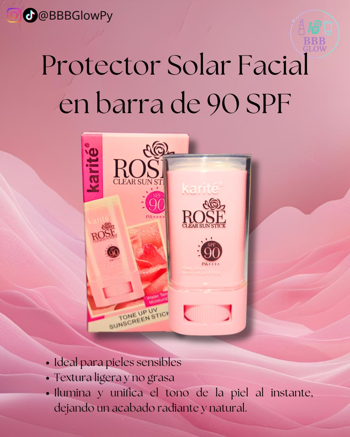 Protector Solar Facial En Barra Rosa Mosqueta 90 Spf