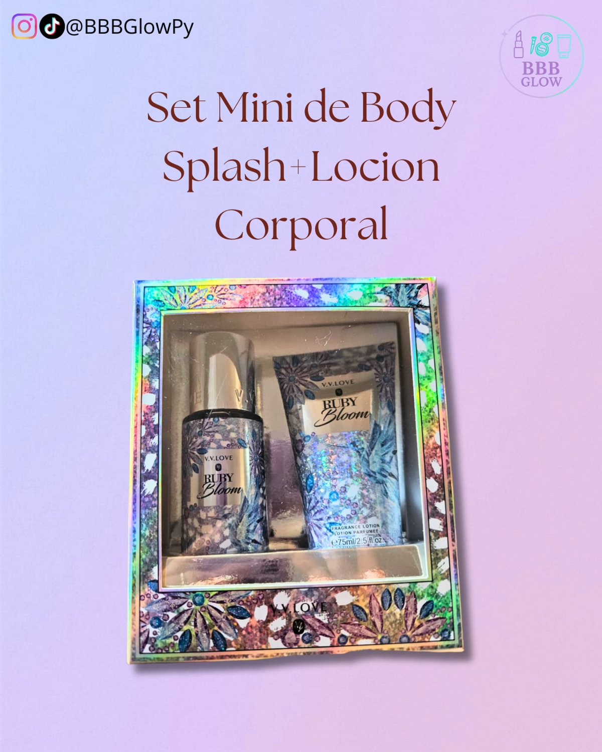 Set De Body Splash Con Locion Hidratante Fragancia Ruby Bloom