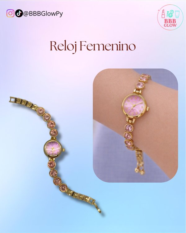 Reloj Cirulitos Dorado Con Rosa