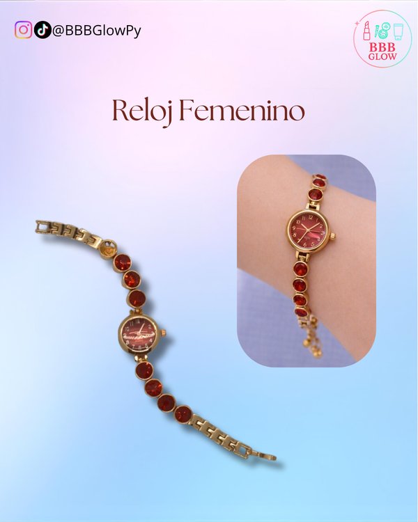 Reloj Cirulitos Dorado Con Rojo