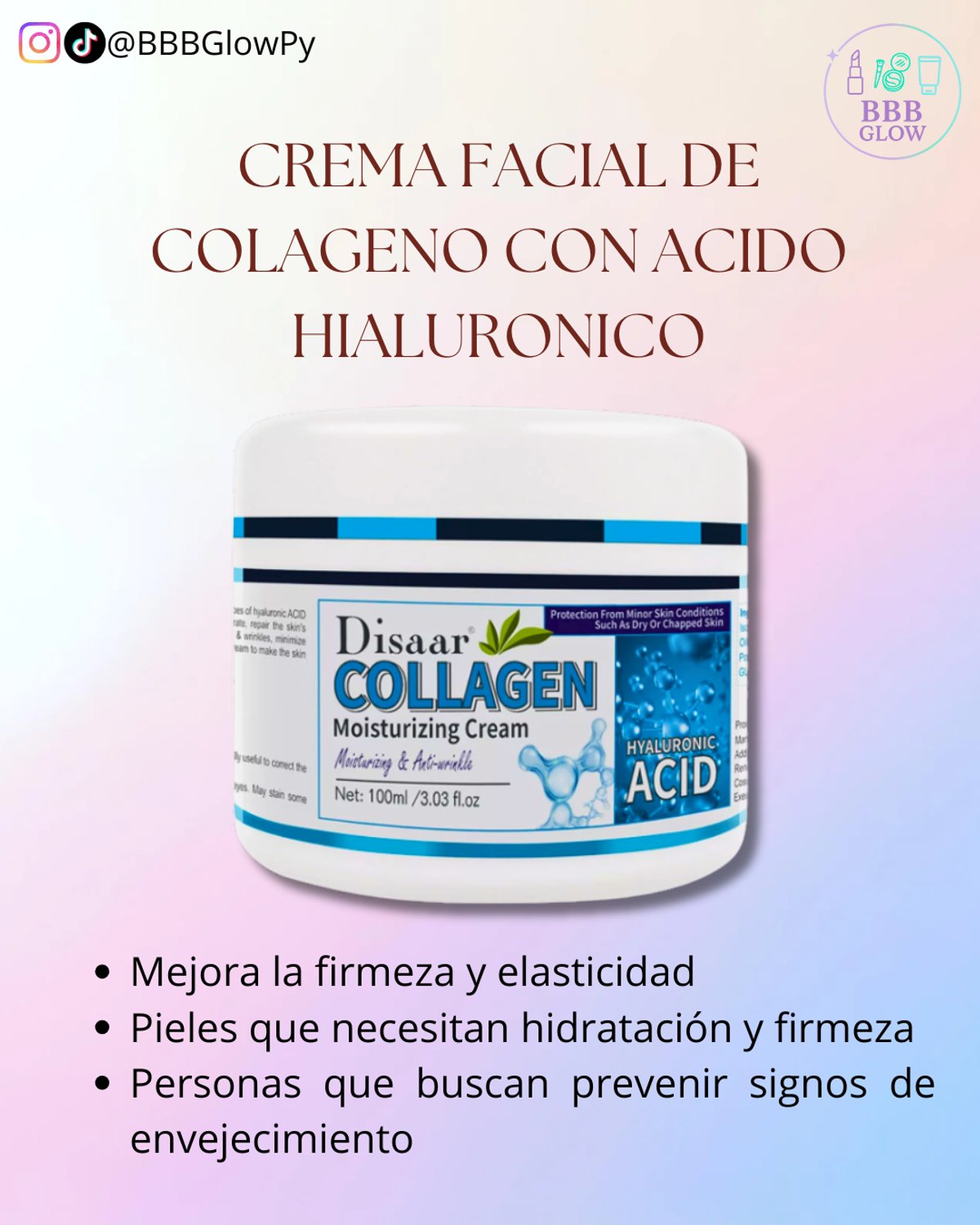Crema Facial De Colageno Antiarrugas - Disaar