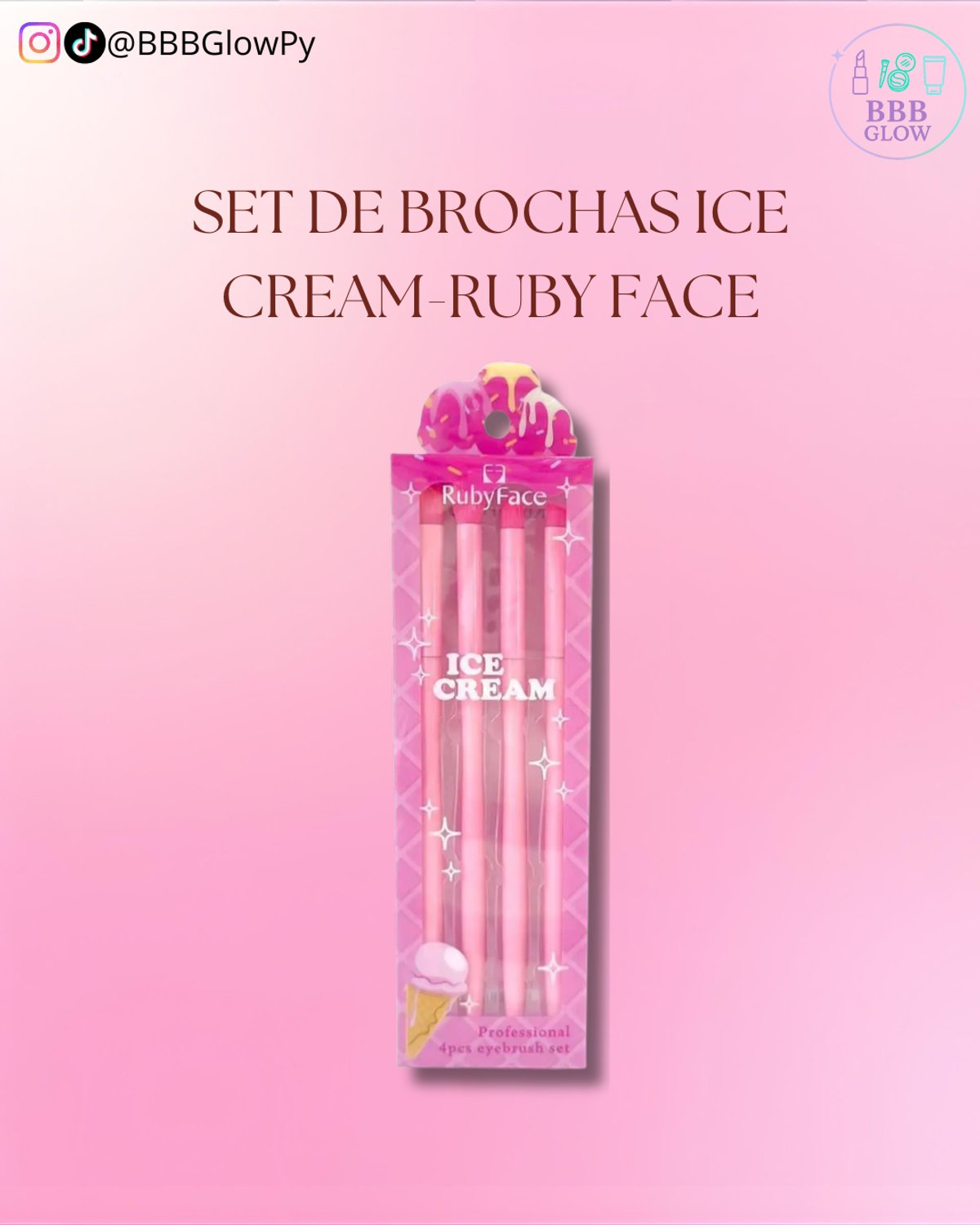 Set De Brochas Ice Cream 4 Piezas