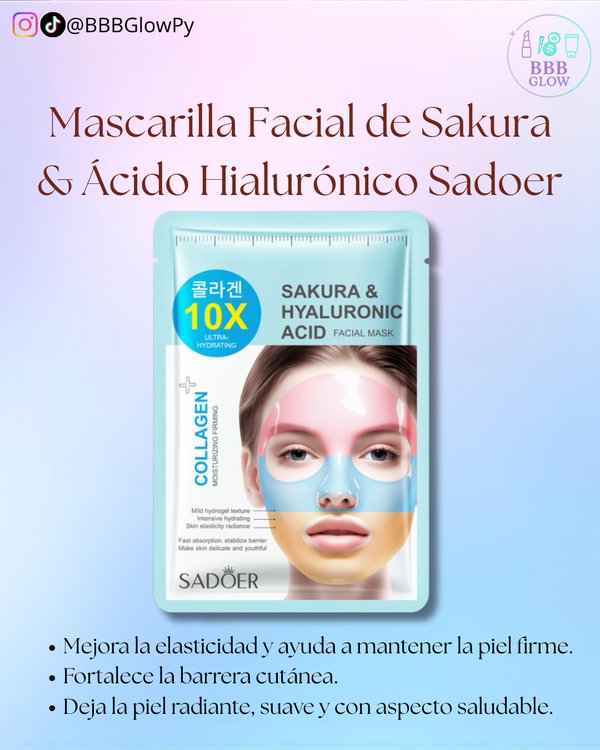 Mascarilla Facial De Sakura Con Acido Hialuronico