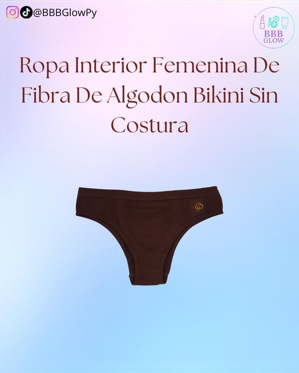 Ropa Interior Femenino De Fibra De Algodon Bikini Sin Costura Color Marron Tamaño P